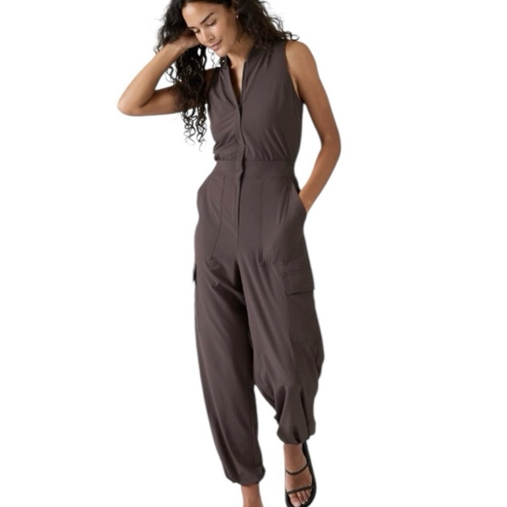 Athleta Dark Plum Brooklyn Utility Jumpsuit